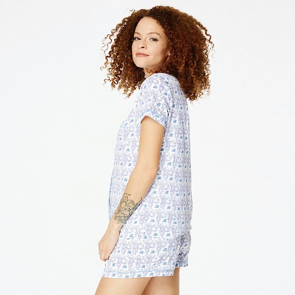 NEW! Roller Rabbit Monkey Polo Pajamas PJ Shorts Set *LAVENDER* Purple - Picture 3 of 5